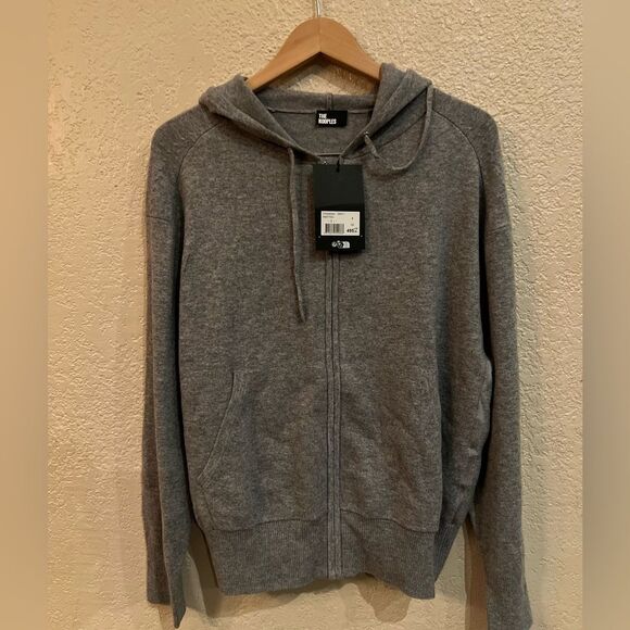 The Kooples Cashmere/Wool  Jacket Hoodie Gray Designer Zipped $495 MSRP NWT - Picture 3 of 10